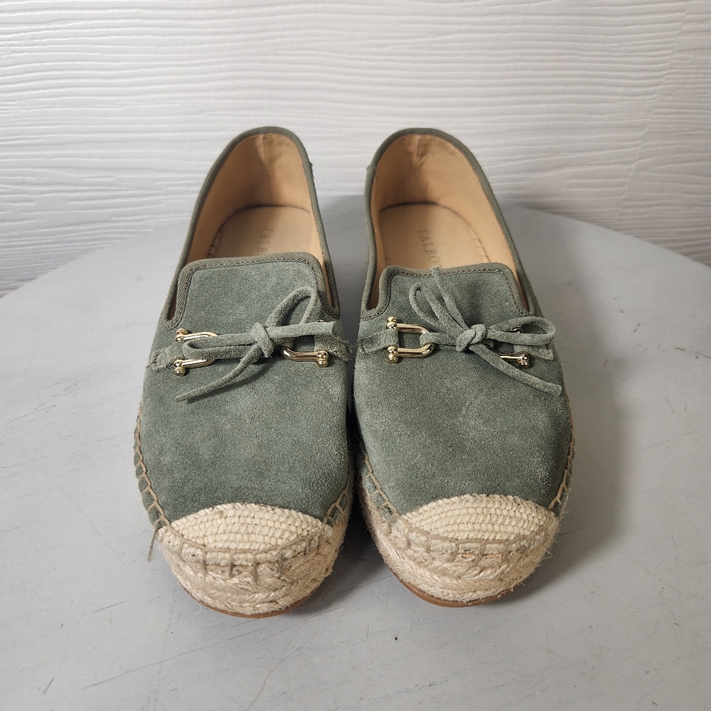 Talbots Quinn Horsebit Bow Suede Platform Espadrilles Slip On Shoes Sagebrush 7 - Picture 2 of 10